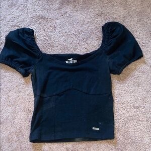Hollister Elegant Black Puff Sleeve Blouse